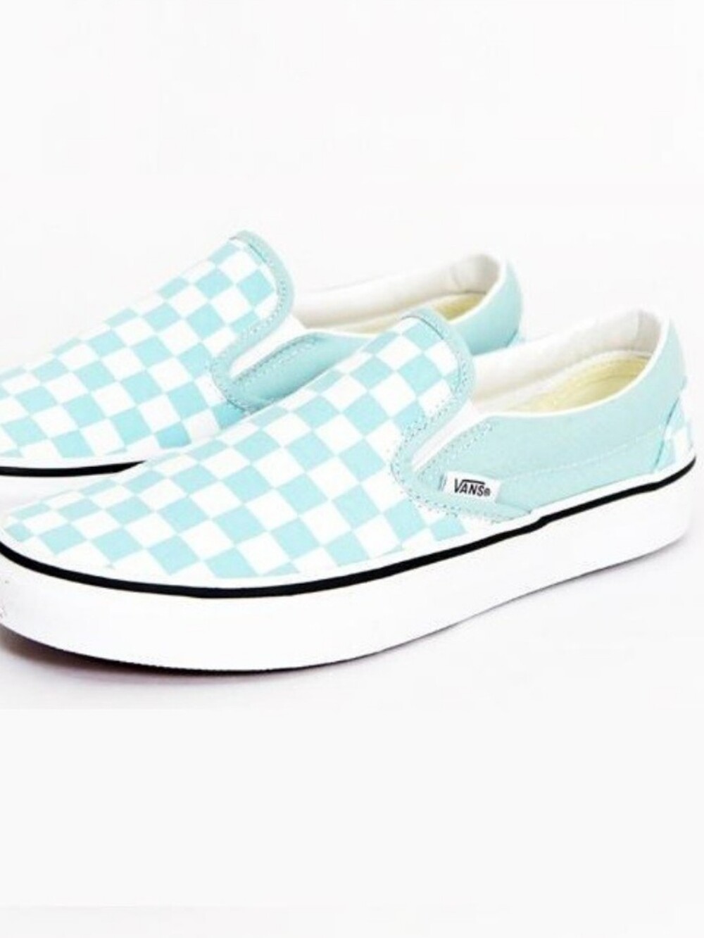 Vans Kids' Slip-On Checkerboard Sneakers in Light Blue